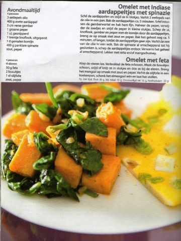 Omelet met Indiase aardappeltjes met spinazie